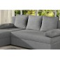 Canapé d'angle convertible - GILO - en tissu luxe 3/4 places, gris, angle gauche (vu de face)