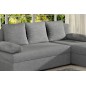 Canapé d'angle convertible - GILO - en tissu luxe 3/4 places, gris, angle droit (vu de face)