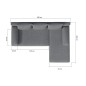 Canapé d'angle convertible - GILO - en tissu luxe 3/4 places, gris, angle droit (vu de face)