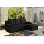 Canapé d'angle convertible - GILO - en tissu luxe 3/4 places, noir, angle droit (vu de face)