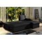 Canapé d'angle convertible - GILO - en tissu luxe 3/4 places, noir, angle droit (vu de face)
