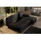 Canapé d'angle convertible - GILO - en tissu luxe 3/4 places, noir, angle droit (vu de face)
