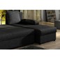 Canapé d'angle convertible - GILO - en tissu luxe 3/4 places, noir, angle droit (vu de face)