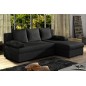 Canapé d'angle convertible - GILO - en tissu luxe 3/4 places, noir, angle droit (vu de face)