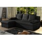 Canapé d'angle convertible - GILO - en tissu luxe 3/4 places, noir, angle gauche (vu de face)