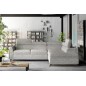 Canapé d'angle convertible - KARL - en tissu luxe 5 places, gris, angle droit (vu de face) Canapé d'angle convertible - KARL - en tissu luxe 5 places, gris, angle droit (vu de face)