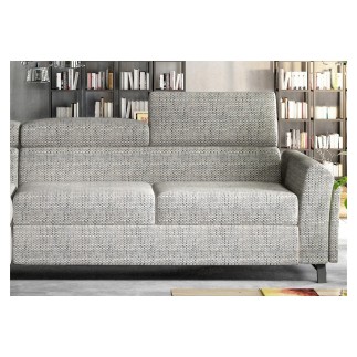 Canapé d'angle convertible - KARL - en tissu luxe - 5 places, gris, angle gauche (vu de face)