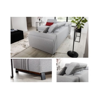 Canapé d'angle convertible - KARL - en tissu luxe - 5 places, gris, angle gauche (vu de face)