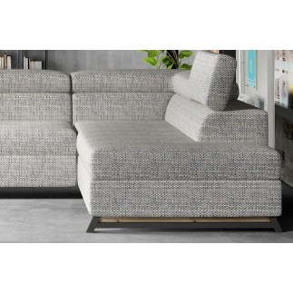 Canapé d'angle convertible - KARL - en tissu luxe - 5 places, gris, angle gauche (vu de face)
