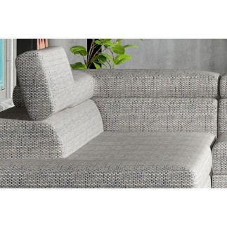 Canapé d'angle convertible - KARL - en tissu luxe - 5 places, gris, angle gauche (vu de face)