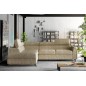 Canapé d'angle convertible - KARL - en tissu luxe 5 places, beige, angle gauche (vu de face) Canapé d'angle convertible - KARL - en tissu luxe 5 places, beige, angle gauche (vu de face)