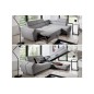 Canapé d'angle convertible - KARL - en tissu luxe 5 places, beige, angle droit (vu de face) Canapé d'angle convertible - KARL - en tissu luxe 5 places, beige, angle droit (vu de face)