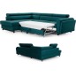 Canapé d'angle convertible - KARL VELOURS - en tissu prestige - 5 places, vert, angle gauche (vu de face)