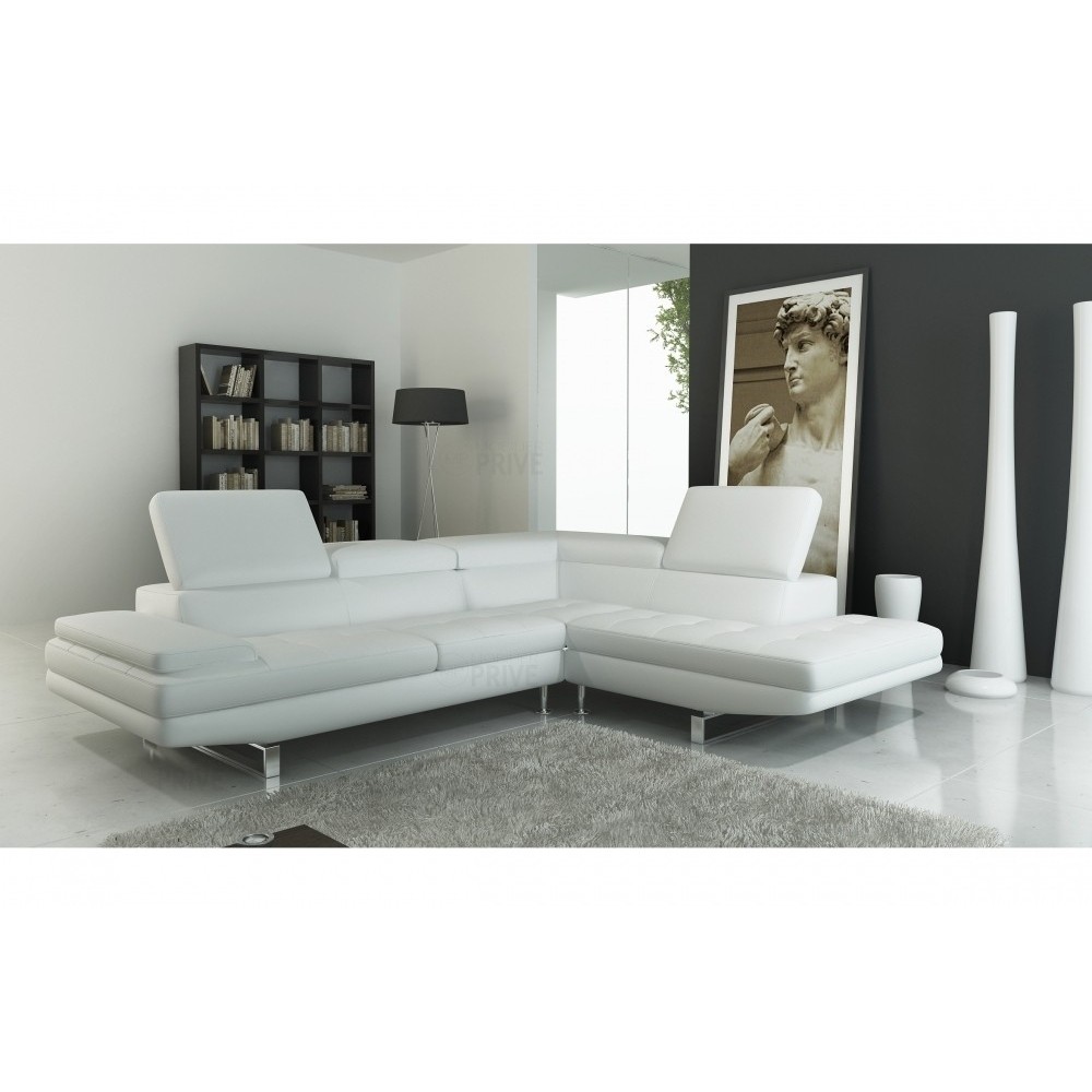 Canapé d'angle en cuir italien 6 places BIRKIN, blanc, angle droit Canapé d'angle en cuir italien 6 places BIRKIN, blanc, angle droit