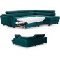 Canapé d'angle convertible - KARL VELOURS - en tissu prestige, 5 places, vert, angle droit (vu de face)