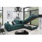 Canapé d'angle convertible - KARL VELOURS - en tissu prestige, 5 places, vert, angle droit (vu de face)