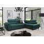 Canapé d'angle convertible - KARL VELOURS - en tissu prestige, 5 places, vert, angle droit (vu de face)