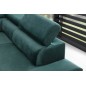 Canapé d'angle convertible - KARL VELOURS - en tissu prestige, 5 places, vert, angle droit (vu de face)