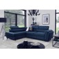 Canapé d'angle convertible - KARL VELOURS - en tissu prestige bleu - 5 places, angle gauche (vu de face) Canapé d'angle convertible - KARL VELOURS - en tissu prestige bleu - 5 places, angle gauche (vu de face)
