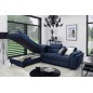 Canapé d'angle convertible - KARL VELOURS - en tissu prestige bleu - 5 places, angle gauche (vu de face) Canapé d'angle convertible - KARL VELOURS - en tissu prestige bleu - 5 places, angle gauche (vu de face)