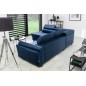 Canapé d'angle convertible - KARL VELOURS - en tissu prestige bleu - 5 places, angle gauche (vu de face) Canapé d'angle convertible - KARL VELOURS - en tissu prestige bleu - 5 places, angle gauche (vu de face)
