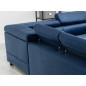 Canapé d'angle convertible - KARL VELOURS - en tissu prestige bleu - 5 places, angle gauche (vu de face) Canapé d'angle convertible - KARL VELOURS - en tissu prestige bleu - 5 places, angle gauche (vu de face)