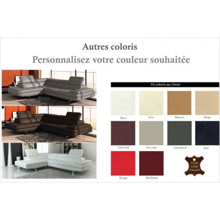 Canapé d'angle en cuir italien 6 places BIRKIN, couleur personnalisée