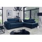 Canapé d'angle convertible - KARL VELOURS - en tissu prestige bleu, 5 places, angle droit (vu de face) Canapé d'angle convertible - KARL VELOURS - en tissu prestige bleu, 5 places, angle droit (vu de face)