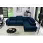 Canapé d'angle convertible - KARL VELOURS - en tissu prestige bleu, 5 places, angle droit (vu de face) Canapé d'angle convertible - KARL VELOURS - en tissu prestige bleu, 5 places, angle droit (vu de face)