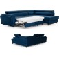 Canapé d'angle convertible - KARL VELOURS - en tissu prestige bleu, 5 places, angle droit (vu de face) Canapé d'angle convertible - KARL VELOURS - en tissu prestige bleu, 5 places, angle droit (vu de face)