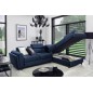 Canapé d'angle convertible - KARL VELOURS - en tissu prestige bleu, 5 places, angle droit (vu de face) Canapé d'angle convertible - KARL VELOURS - en tissu prestige bleu, 5 places, angle droit (vu de face)