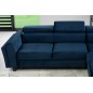 Canapé d'angle convertible - KARL VELOURS - en tissu prestige bleu, 5 places, angle droit (vu de face) Canapé d'angle convertible - KARL VELOURS - en tissu prestige bleu, 5 places, angle droit (vu de face)