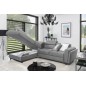 Canapé d'angle convertible - KARL VELOURS - en tissu prestige - 5 places, gris clair, angle gauche (vu de face) Canapé d'angle convertible - KARL VELOURS - en tissu prestige - 5 places, gris clair, angle gauche (vu de face)