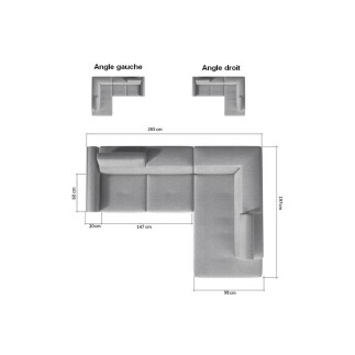 Canapé d'angle convertible - KARL VELOURS - en tissu prestige - 5 places, gris clair, angle gauche (vu de face)