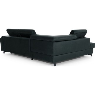 Canapé d'angle convertible - KARL VELOURS - en tissu prestige - 5 places, gris anthracite, angle gauche (vu de face)