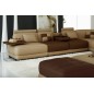 Canapé d'angle en cuir italien 6/7 places PETIT ELIXIR, beige et chocolat, angle droit
