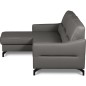 Canapé d'angle convertible en cuir 5 places, FARINI, gris foncé, gauche Canapé d'angle convertible en cuir 5 places, FARINI, gris foncé, gauche