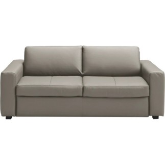 Canapé 3 places convertible en cuir italien de luxe CORAIL, GRIS CLAIR