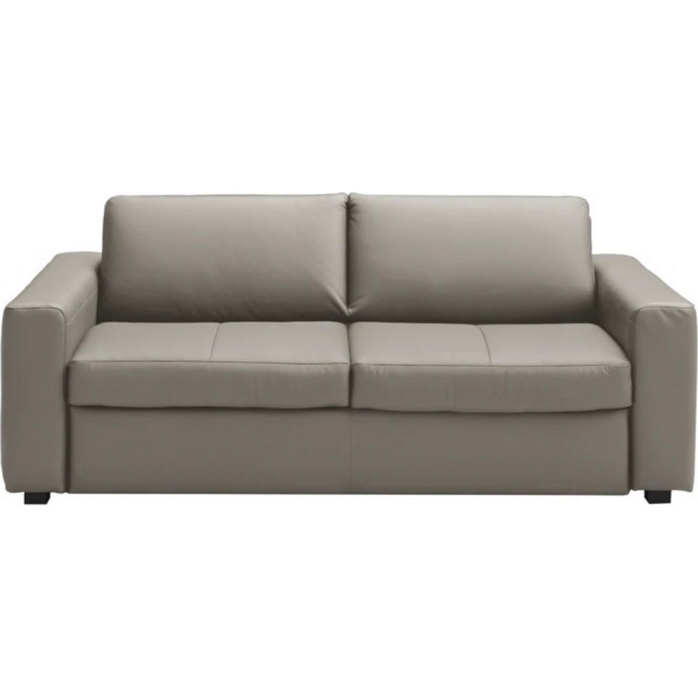 Canapé 3 places convertible en cuir italien de luxe CORAIL, GRIS CLAIR