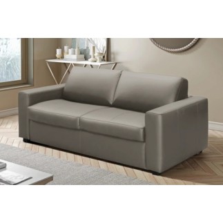 Canapé 3 places convertible en cuir italien de luxe CORAIL, GRIS CLAIR