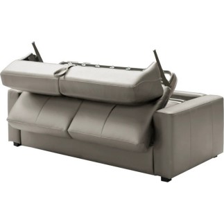 Canapé 3 places convertible en cuir italien de luxe CORAIL, GRIS CLAIR