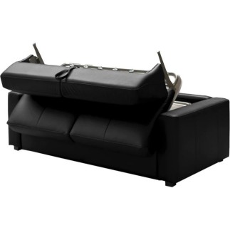 Canapé 3 places convertible en cuir italien de luxe CORAIL, noir