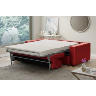 Canapé 3 places convertible en cuir italien de luxe CORAIL, Rouge foncé