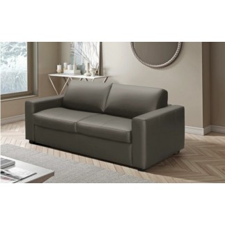 Canapé 3 places convertible en cuir italien de luxe CORAIL, gris foncé