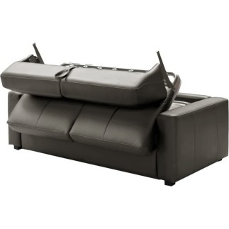 Canapé 3 places convertible en cuir italien de luxe CORAIL, gris foncé