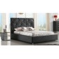 Lit en cuir italien de luxe ENJOY, noir liseret blanc, 140x190