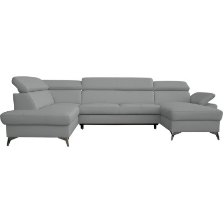 2eme paiement de la commande: Canapé d'angle convertible en 100 % tout cuir italien de luxe 7/8 places warini avec coffre, gris