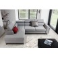 - Canapé d'angle convertible - KARL - en tissu prestige, 5 places, gris , angle gauche (vu de face)