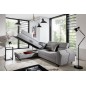 - Canapé d'angle convertible - KARL - en tissu prestige, 5 places, gris , angle gauche (vu de face)