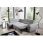 - Canapé d'angle convertible - KARL - en tissu prestige, 5 places, gris , angle gauche (vu de face)